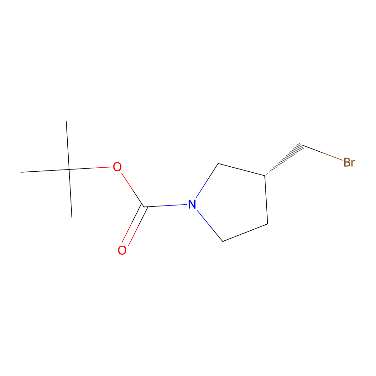 tert-Butyl (3R)-3-(bromomethyl)pyrrolidine-1-carboxylate molecular structure, CAS 1067230-65-2
