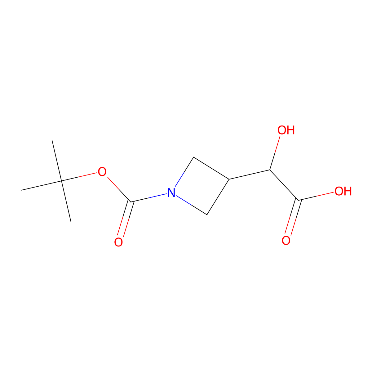 2-{1-[(Tert-butoxy)carbonyl]azetidin-3-yl}-2-hydroxyacetic acid molecular structure, CAS 1067239-25-1