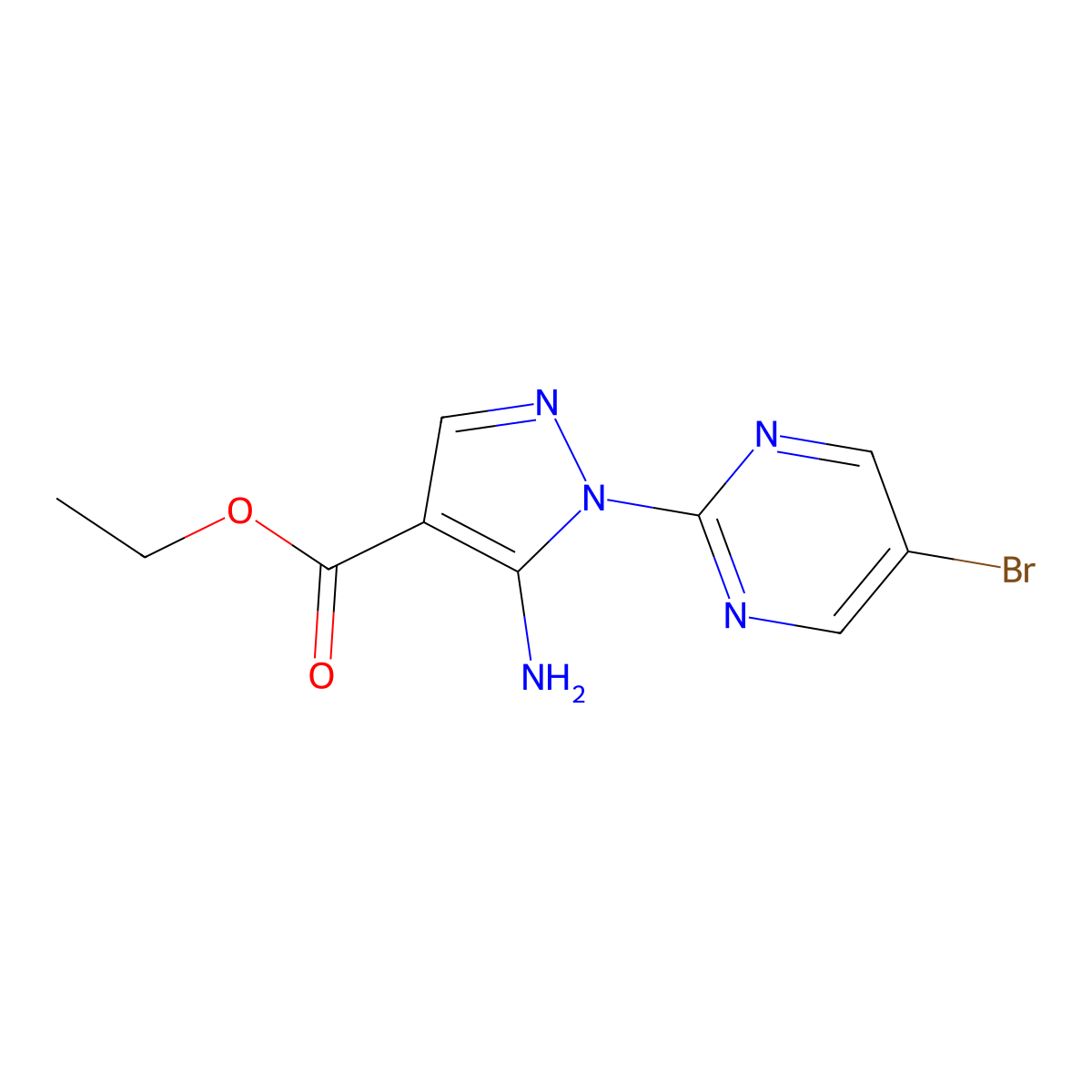 Ethyl 5-amino-1-(5-bromopyrimidin-2-yl)-1H-pyrazole-4-carboxylate molecular structure, CAS 1067241-19-3