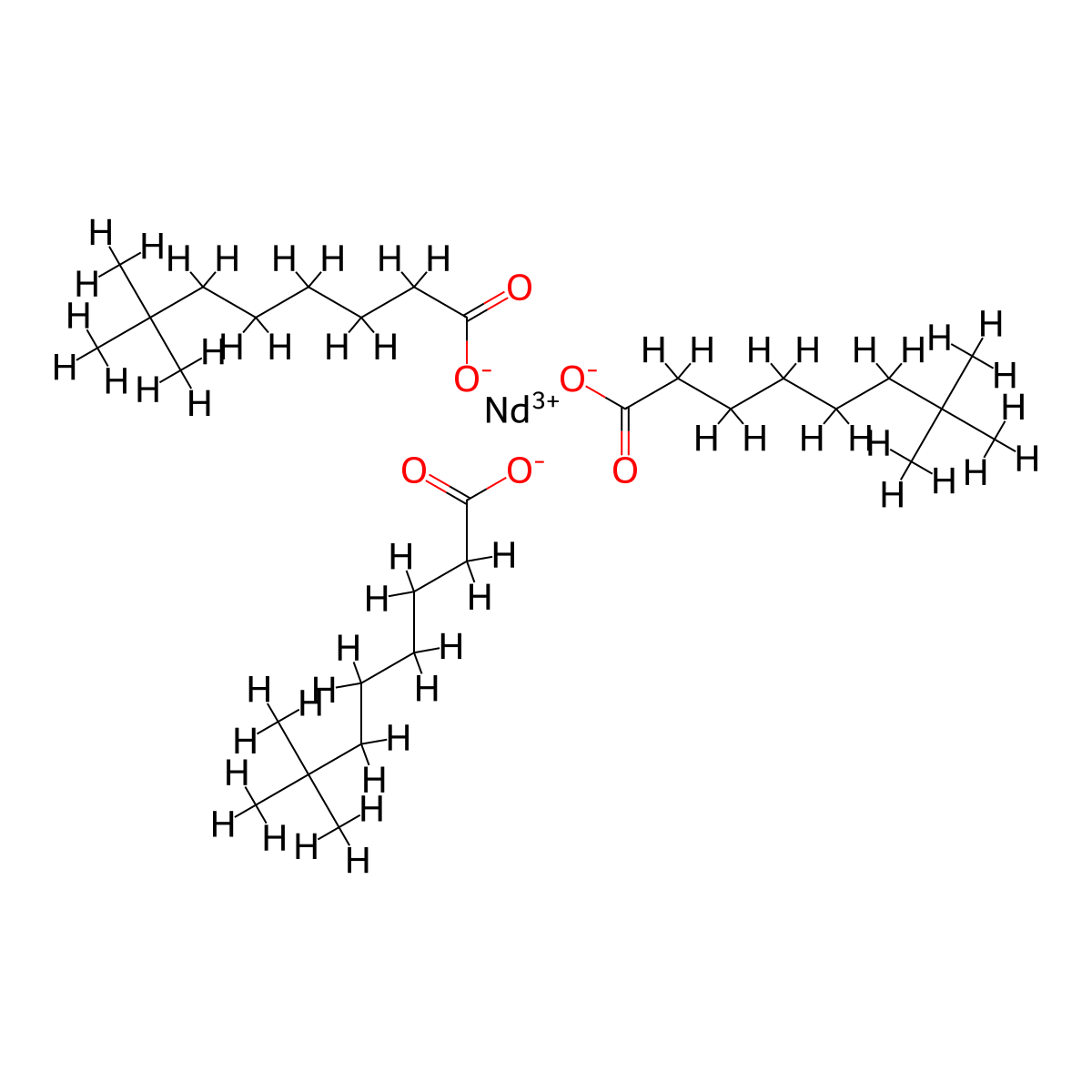 Neodecanoic acid, neodymium(3+) salt (3:1) molecular structure, CAS 106726-11-8