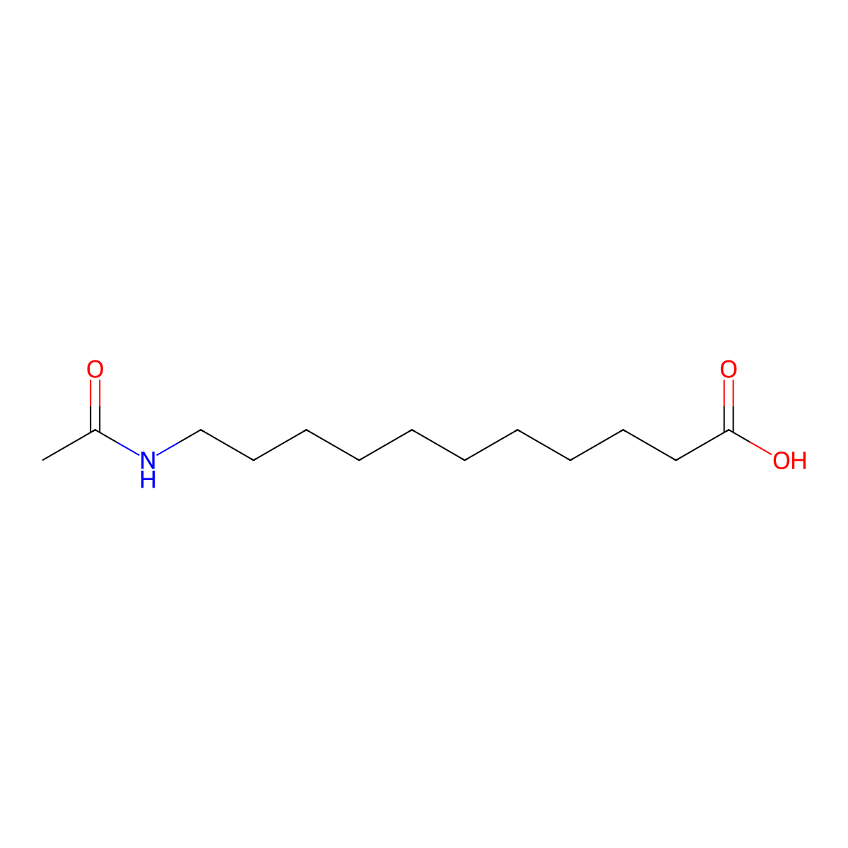 11-Acetamidoundecanoic acid molecular structure, CAS 106738-27-6
