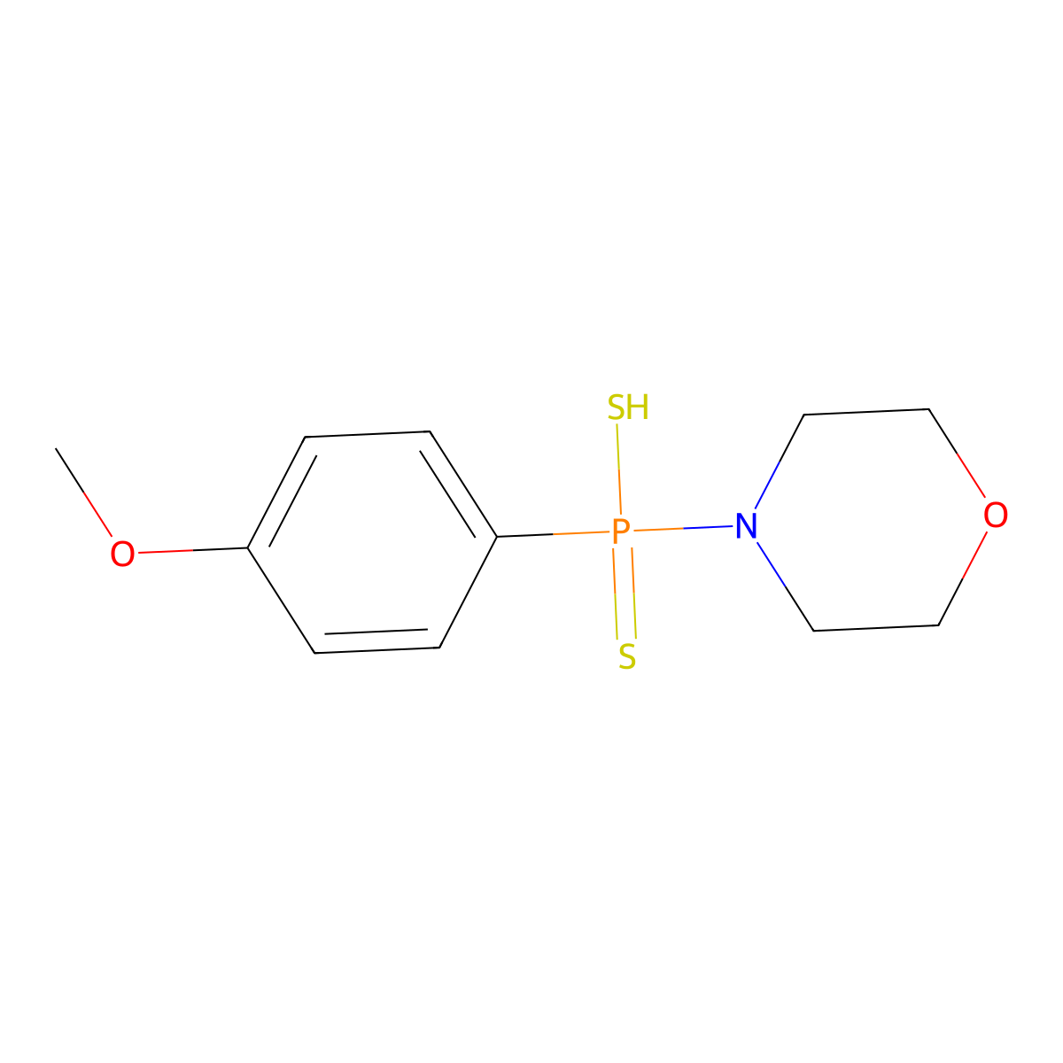 (4-Methoxyphenyl)(morpholino)phosphinodithioic acid molecular structure, CAS 106740-08-3