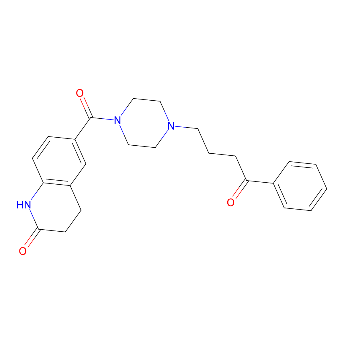 Piperazine, 1-(4-oxo-4-phenylbutyl)-4-[(1,2,3,4-tetrahydro-2-oxo-6-quinolinyl)carbonyl]- molecular structure, CAS 106752-32-3