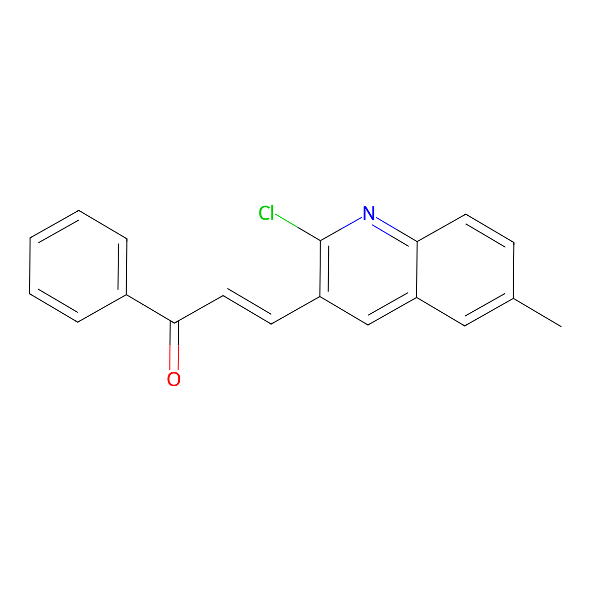(E)-3-(2-chloro-6-methylquinolin-3-yl)-1-phenylprop-2-en-1-one molecular structure, CAS 1067529-77-4
