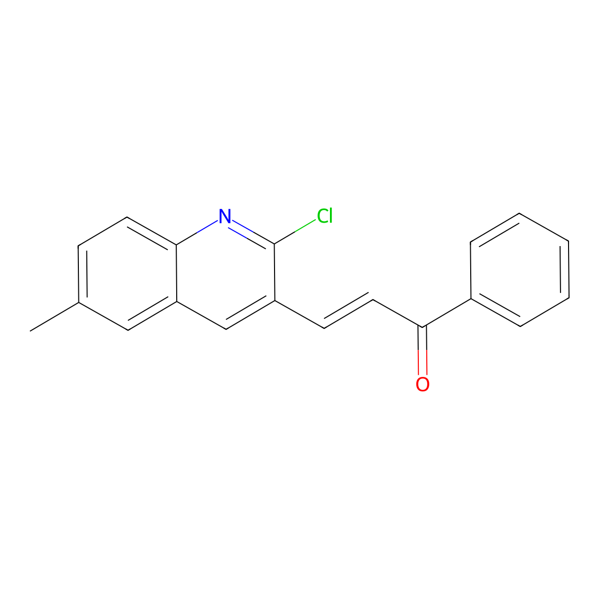 (E)-3-(2-chloro-6-methylquinolin-3-yl)-1-phenylprop-2-en-1-one molecular structure, CAS 1067529-77-4