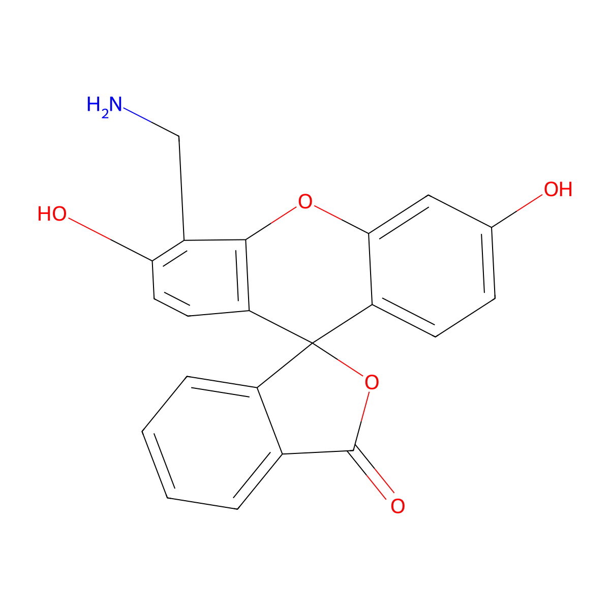 4'-(Aminomethyl)-3',6'-dihydroxy-3H-spiro[isobenzofuran-1,9'-xanthen]-3-one molecular structure, CAS 106754-95-4