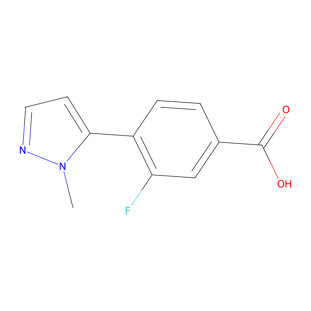3-fluoro-4-(1-methyl-1H-pyrazol-5-yl)benzoic acid molecular structure, CAS 1067613-13-1