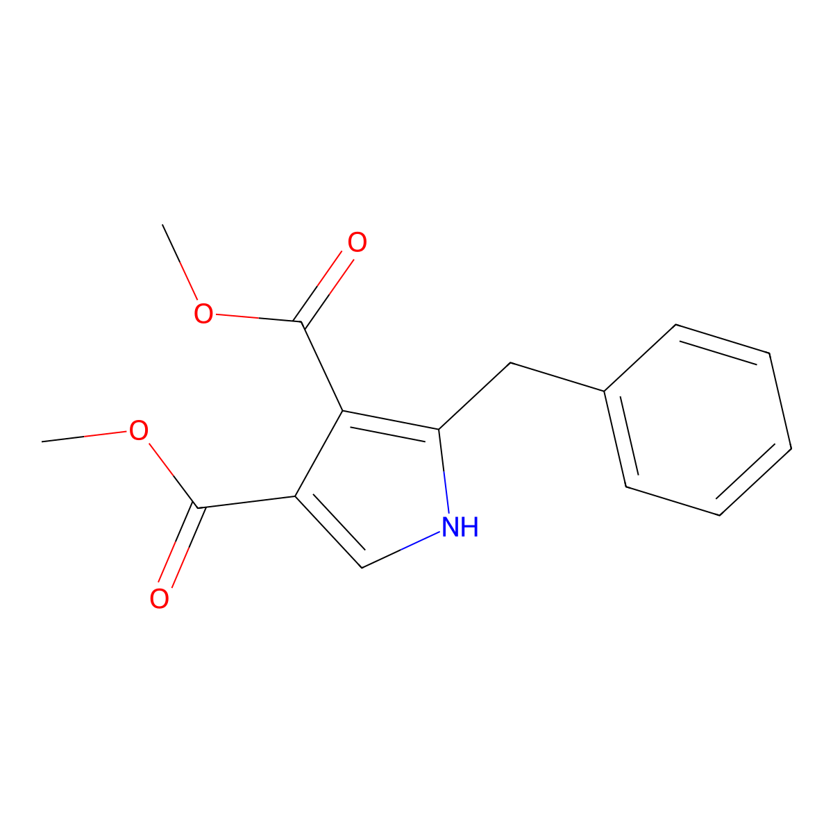 1H-Pyrrole-3,4-dicarboxylic acid, 2-(phenylmethyl)-, dimethyl ester molecular structure, CAS 106762-00-9