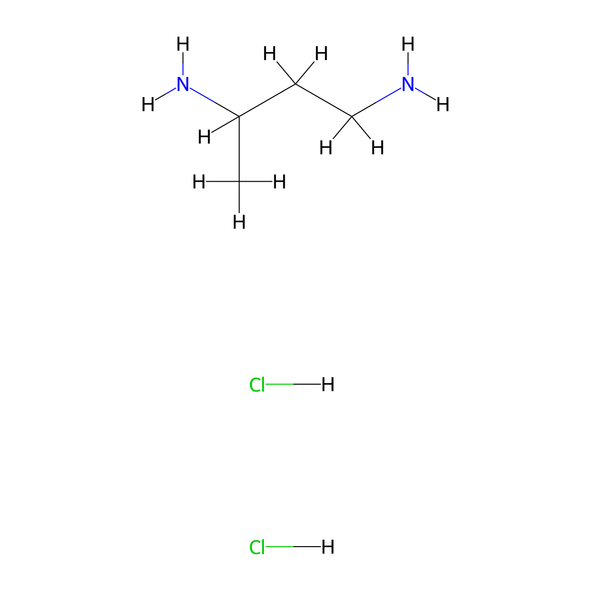 Butane-1,3-diamine dihydrochloride molecular structure, CAS 106763-37-5