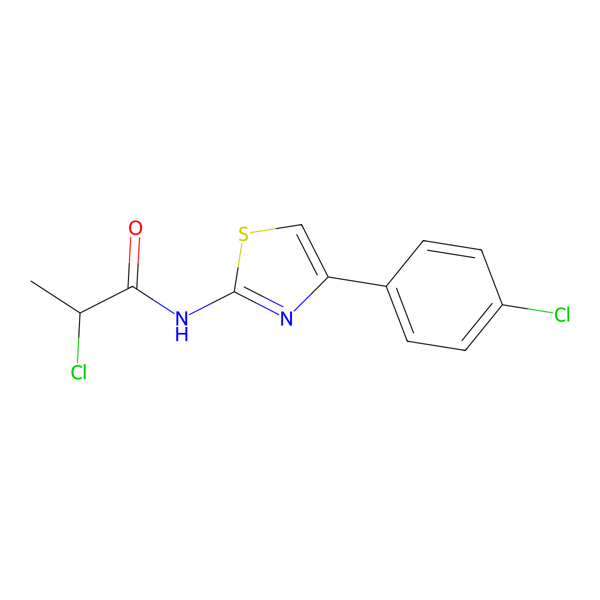 2-Chloro-N-[4-(4-chlorophenyl)-1,3-thiazol-2-yl]propanamide molecular structure, CAS 1067652-95-2