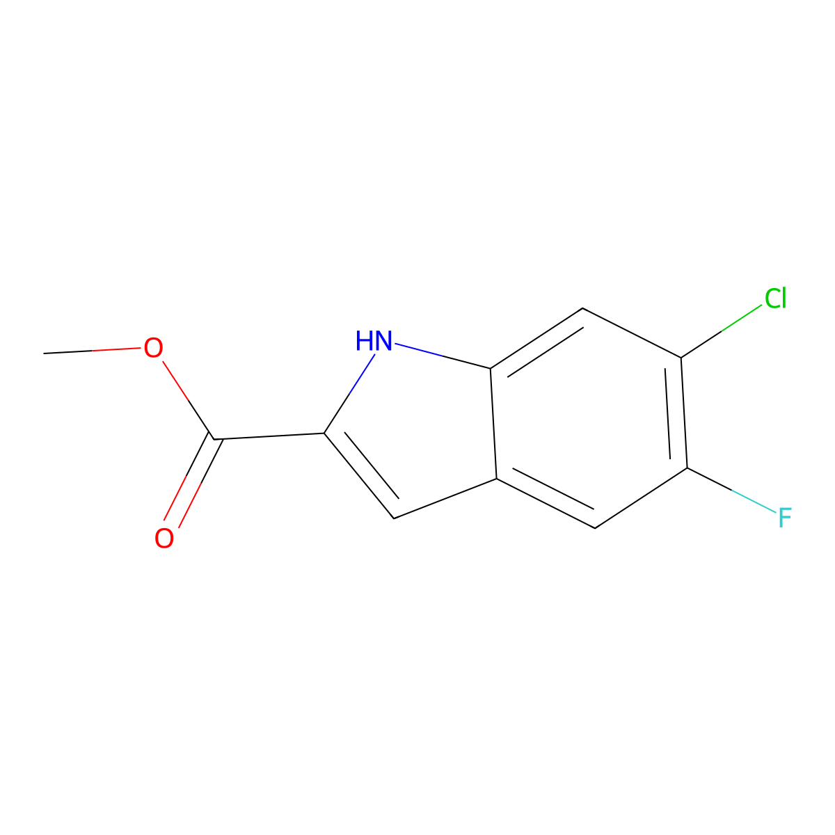 methyl 6-chloro-5-fluoro-1H-indole-2-carboxylate molecular structure, CAS 1067658-29-0