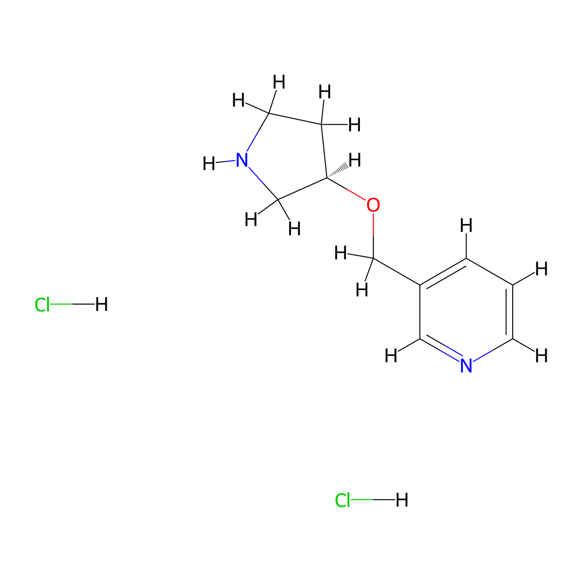 3-(((3R)-pyrrolidin-3-yloxy)methyl)pyridine dihydrochloride molecular structure, CAS 1067659-46-4