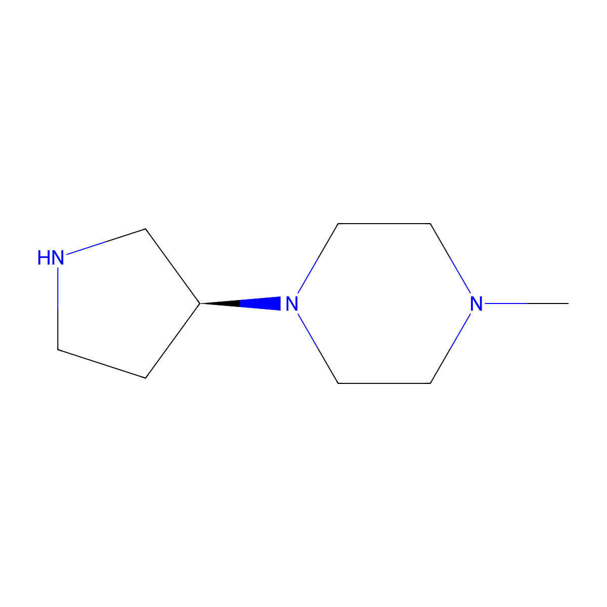 (S)-1-Methyl-4-(pyrrolidin-3-yl)piperazine molecular structure, CAS 1067716-49-7