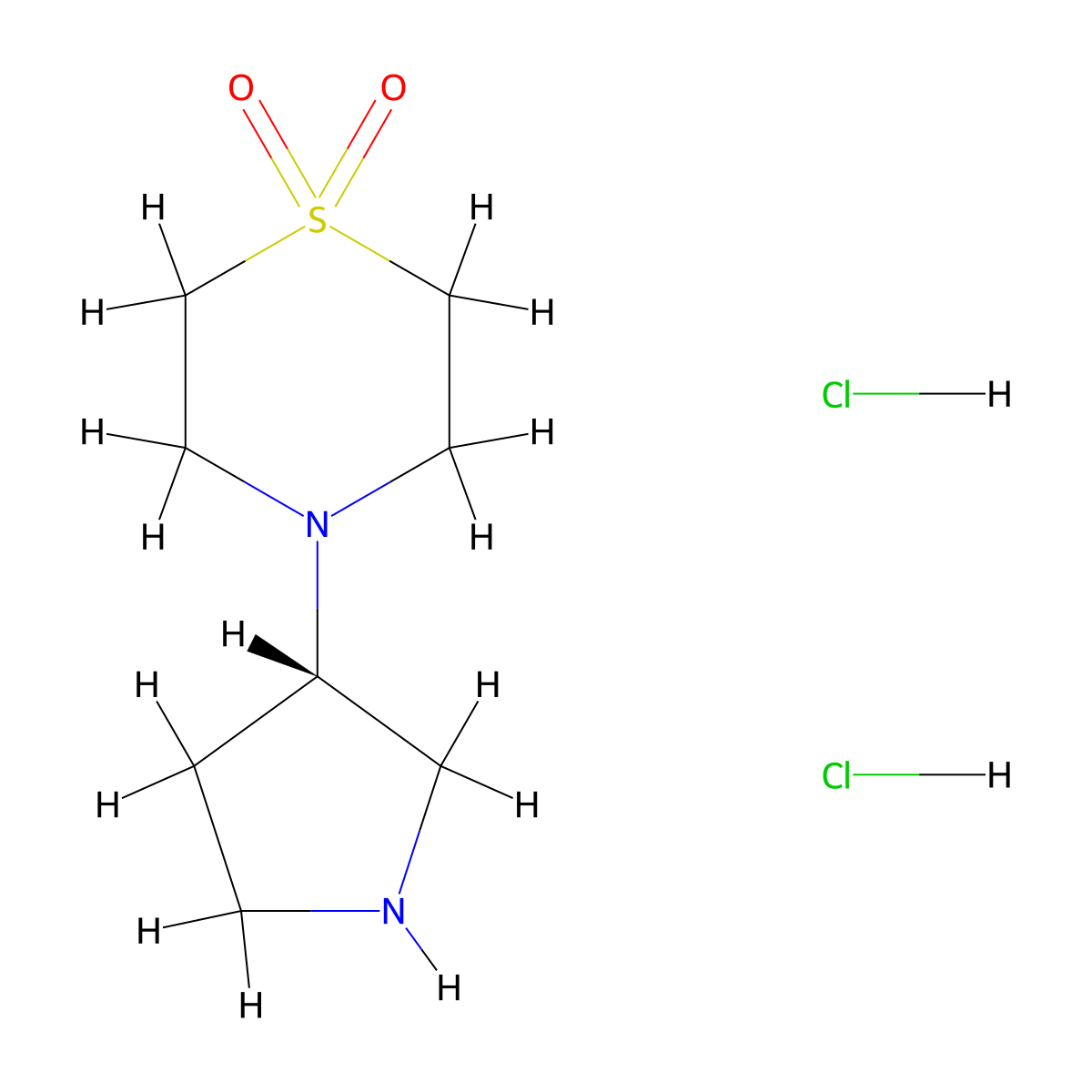 (S)-4-(Pyrrolidin-3-yl)thiomorpholine 1,1-dioxide dihydrochloride molecular structure, CAS 1067716-53-3