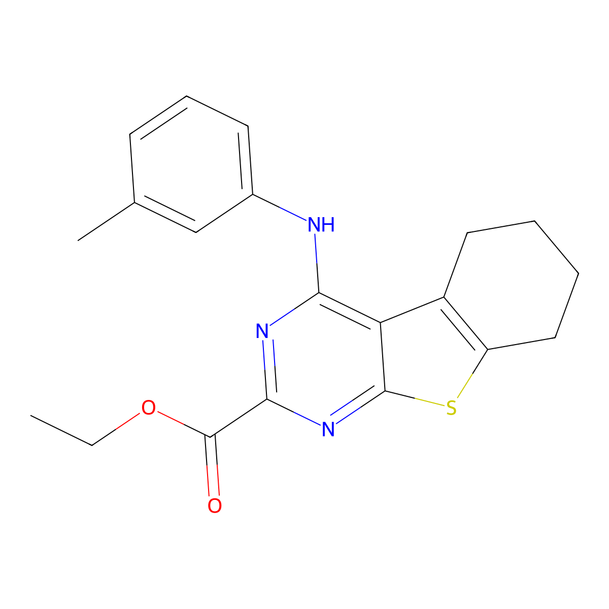 Ethyl 4-(3-methylanilino)-5,6,7,8-tetrahydro[1]benzothieno[2,3-d]pyrimidine-2-carboxylate molecular structure, CAS 106778-64-7