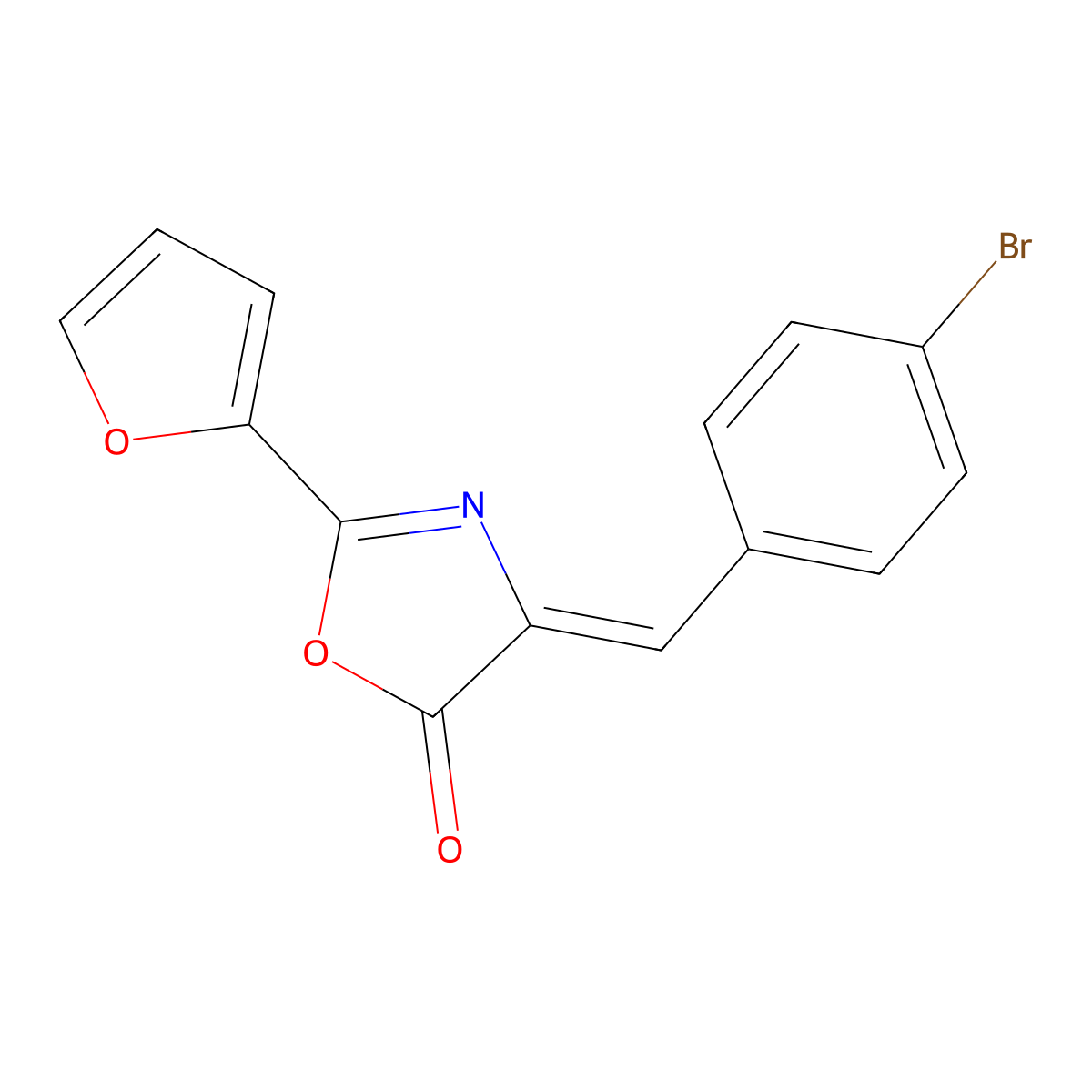 (4Z)-4-[(4-Bromophenyl)methylidene]-2-(furan-2-yl)-4,5-dihydro-1,3-oxazol-5-one molecular structure, CAS 106782-39-2