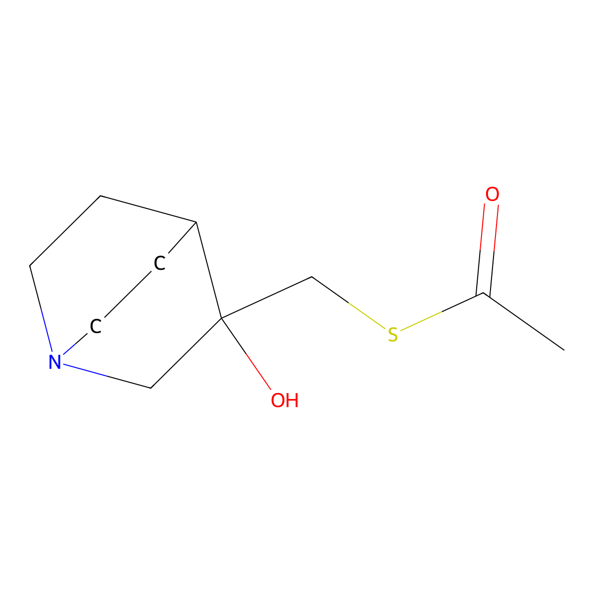S-[(3-Hydroxy-1-azabicyclo[2.2.2]octan-3-yl)methyl] ethanethioate molecular structure, CAS 1067880-99-2