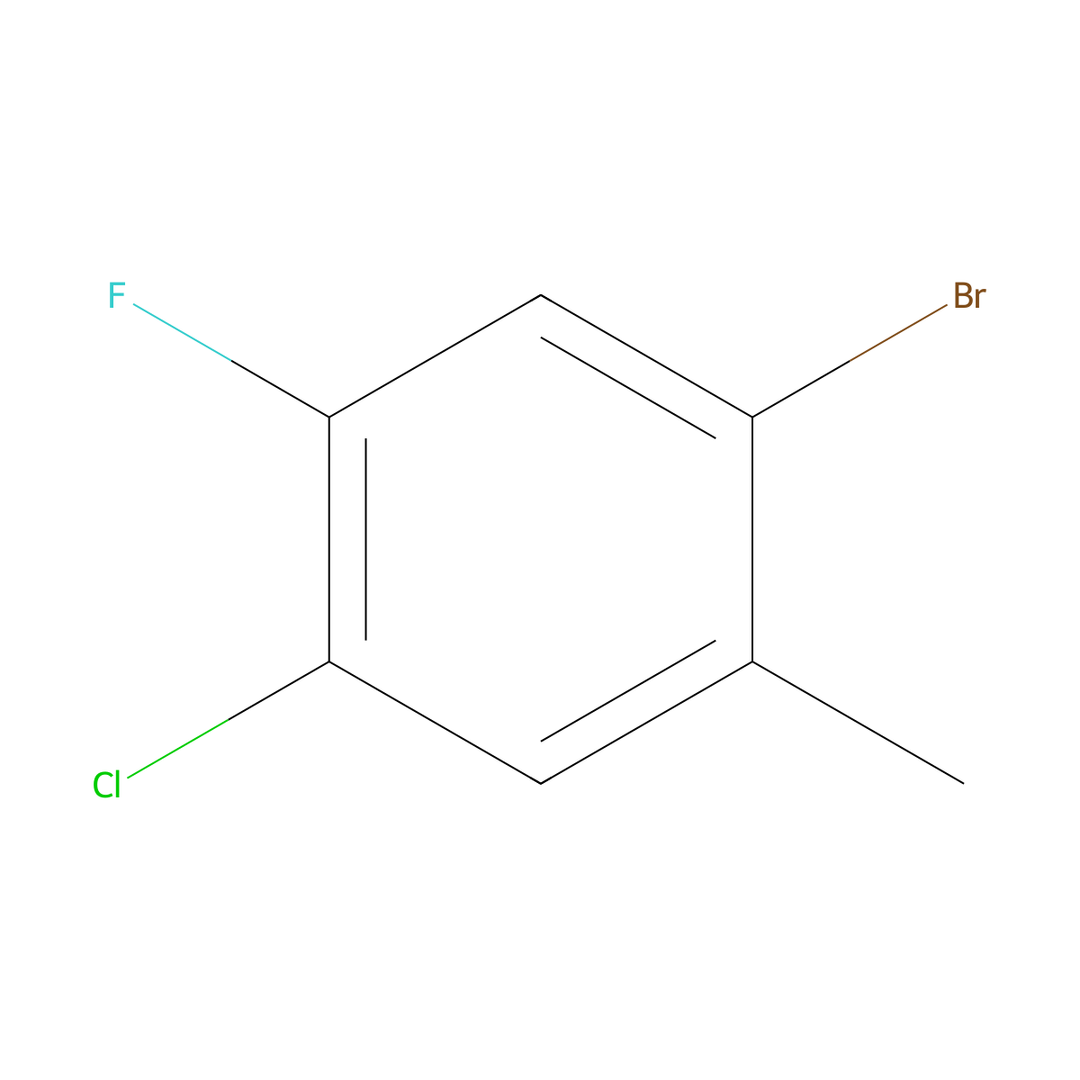 1-Bromo-4-chloro-5-fluoro-2-methylbenzene molecular structure, CAS 1067882-53-4