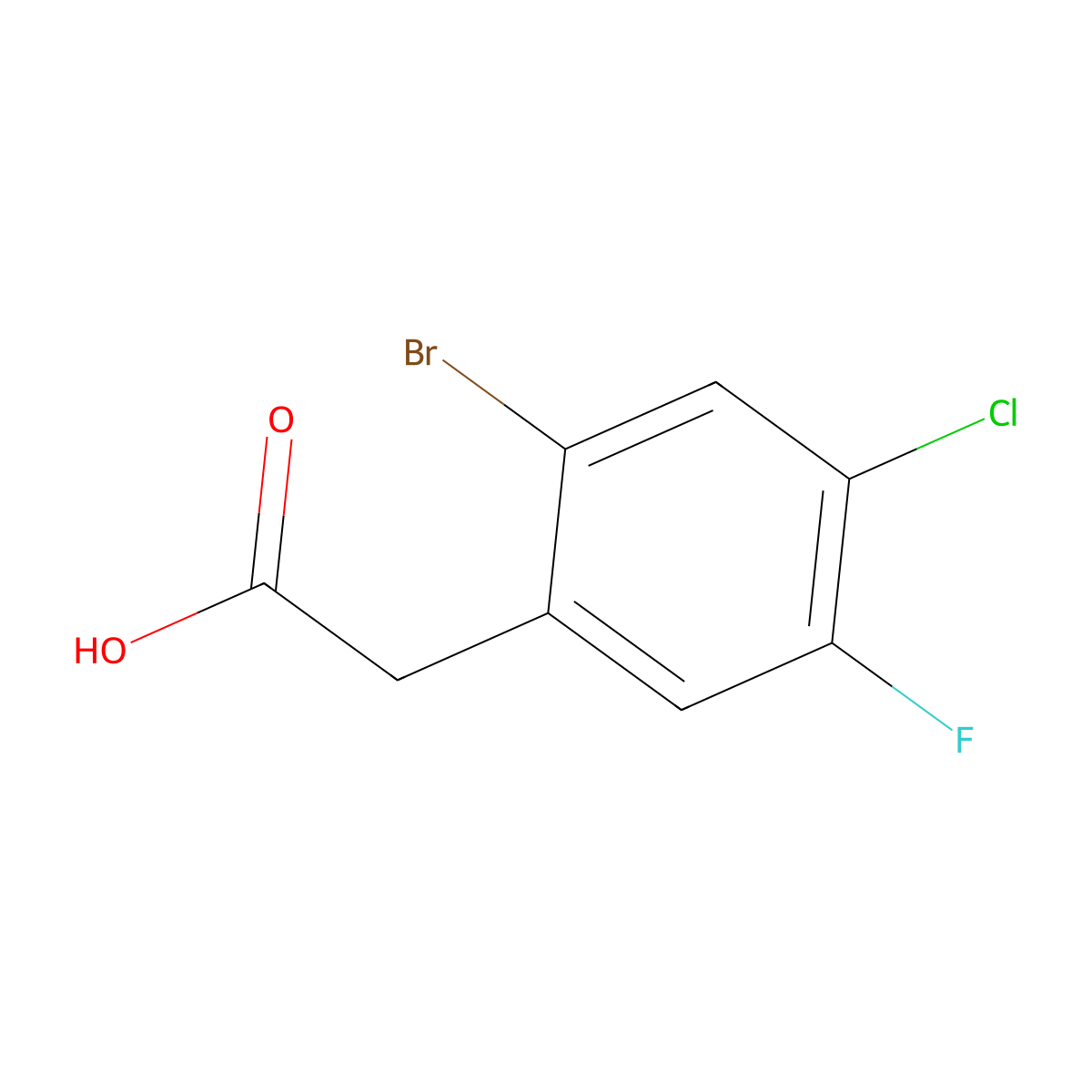2-(2-Bromo-4-chloro-5-fluorophenyl)acetic acid molecular structure, CAS 1067882-59-0