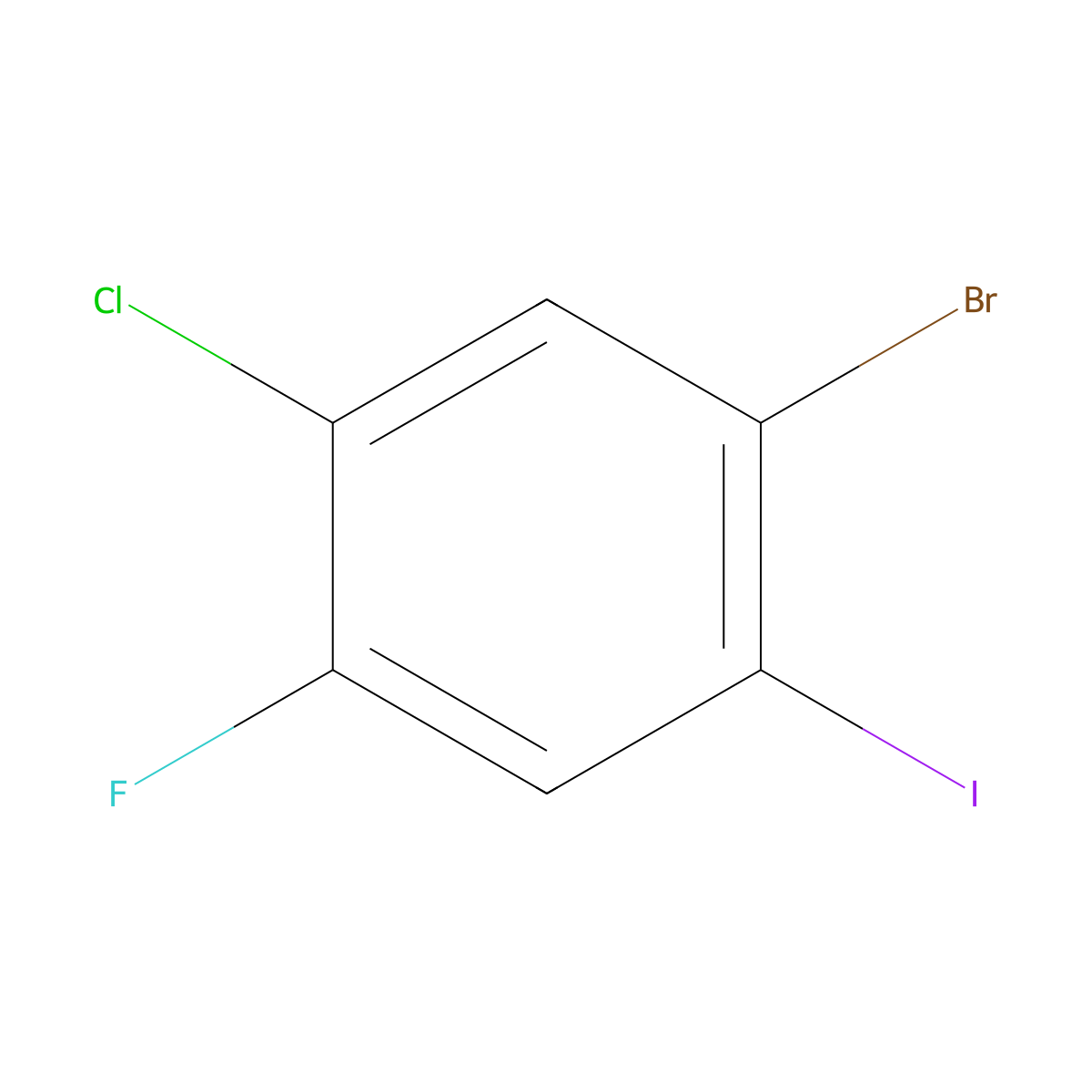 1-Bromo-5-chloro-4-fluoro-2-iodobenzene molecular structure, CAS 1067882-65-8