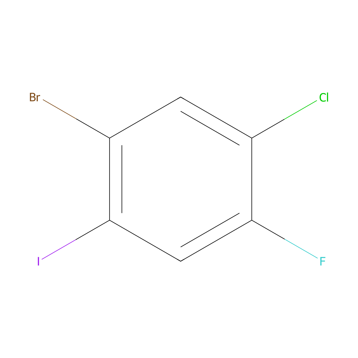 1-Bromo-5-chloro-4-fluoro-2-iodobenzene molecular structure, CAS 1067882-65-8