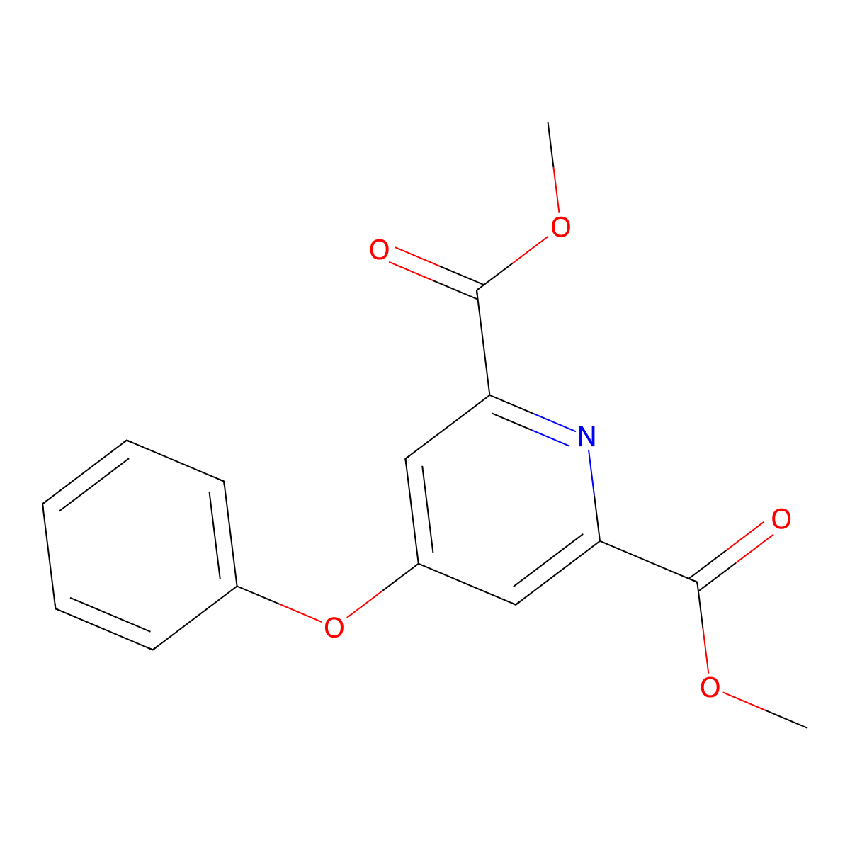 Dimethyl 4-phenoxypyridine-2,6-dicarboxylate molecular structure, CAS 1067899-79-9
