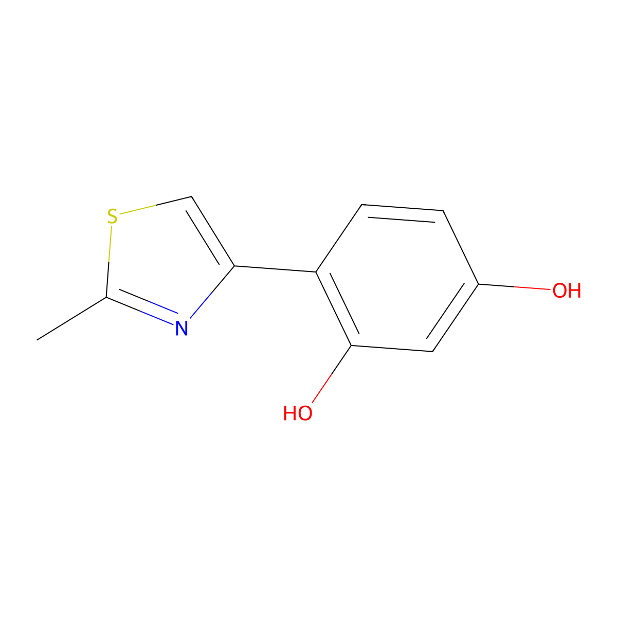 4-(2-Methyl-1,3-thiazol-4-yl)benzene-1,3-diol molecular structure, CAS 1067911-22-1