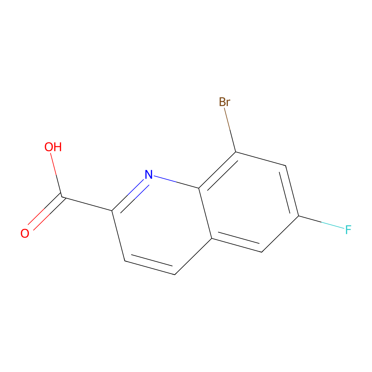 8-Bromo-6-fluoroquinoline-2-carboxylic acid molecular structure, CAS 1067914-40-2