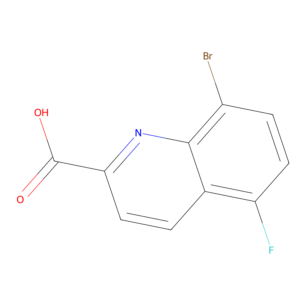 8-Bromo-5-fluoroquinoline-2-carboxylic acid molecular structure, CAS 1067914-57-1