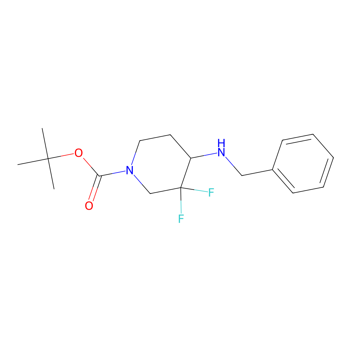 tert-Butyl 4-(benzylamino)-3,3-difluoropiperidine-1-carboxylate molecular structure, CAS 1067914-82-2