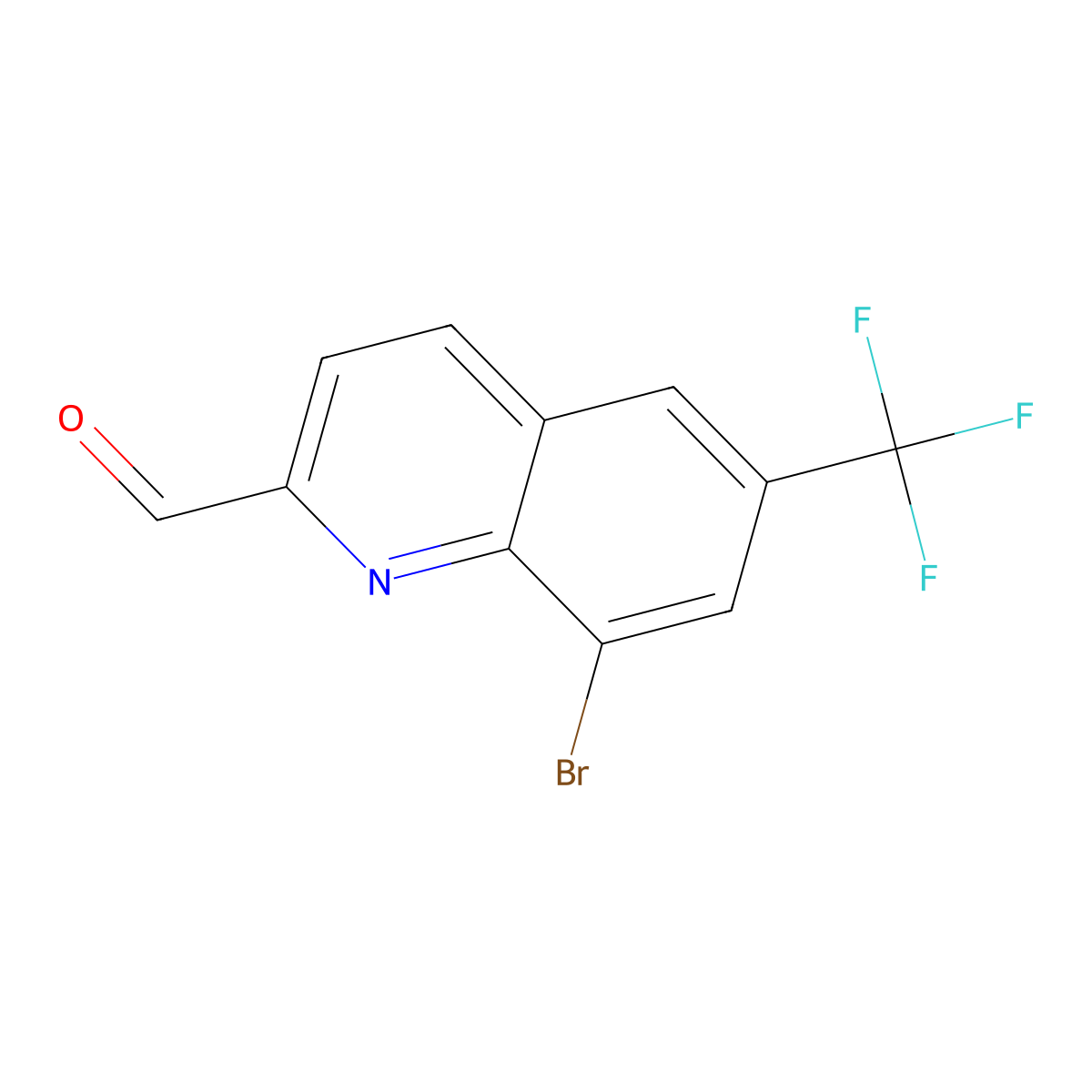 8-Bromo-6-(trifluoromethyl)quinoline-2-carbaldehyde molecular structure, CAS 1067915-00-7