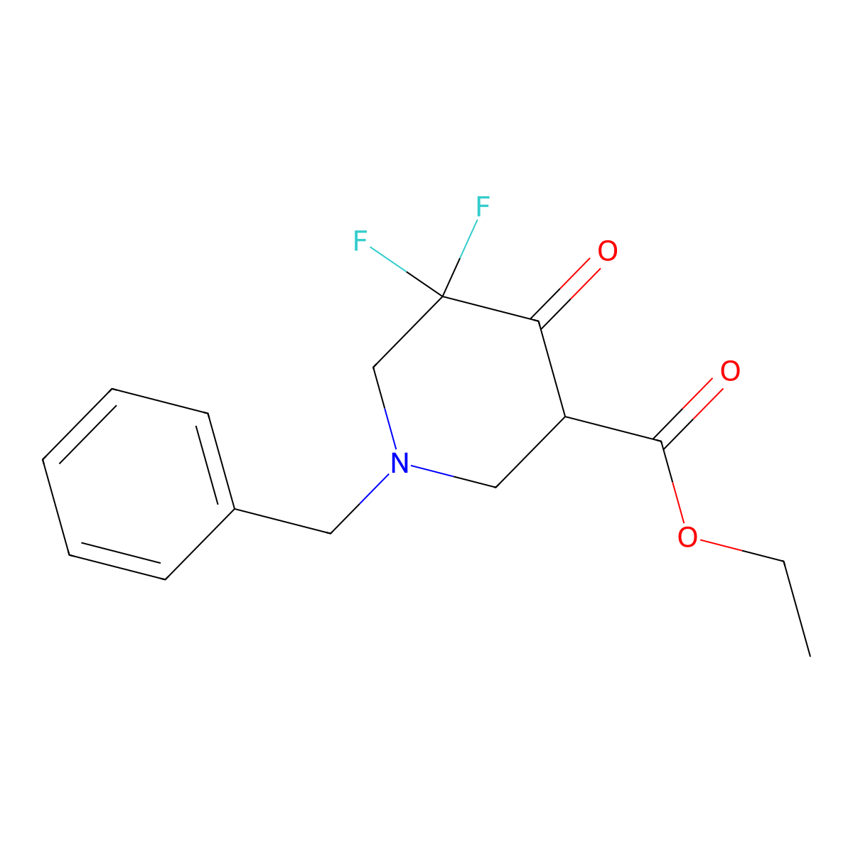 Ethyl 1-benzyl-5,5-difluoro-4-oxopiperidine-3-carboxylate molecular structure, CAS 1067915-34-7