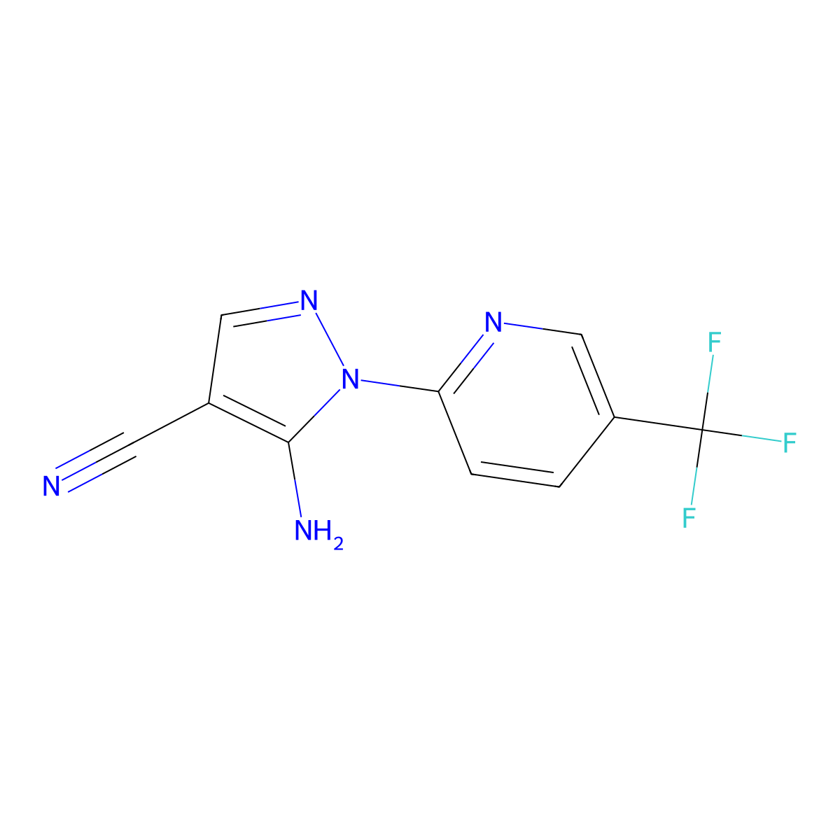 5-amino-1-(5-(trifluoromethyl)pyridin-2-yl)-1H-pyrazole-4-carbonitrile molecular structure, CAS 106792-02-3