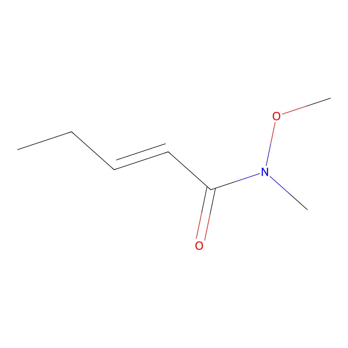 (2E)-N-methoxy-N-methylpent-2-enamide, E molecular structure, CAS 1067975-03-4