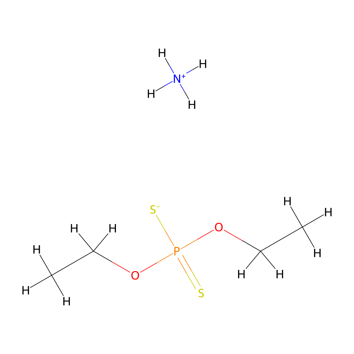 Ammonium ethyl phosphorodithioate molecular structure, CAS 1068-22-0