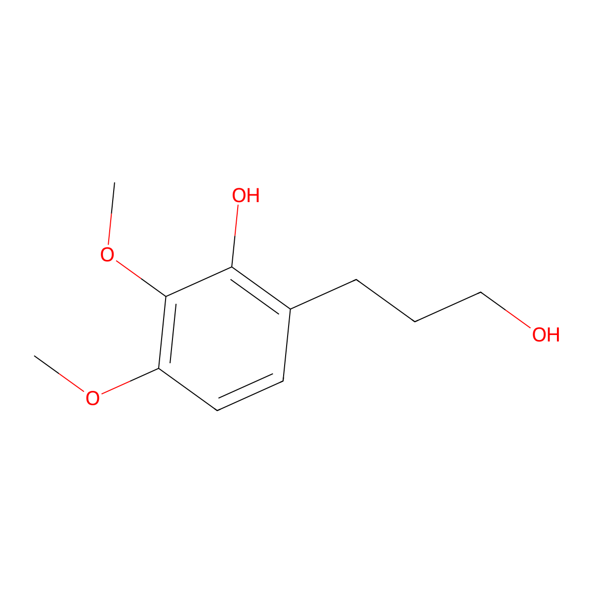 6-(3-Hydroxypropyl)-2,3-dimethoxyphenol molecular structure, CAS 106800-30-0