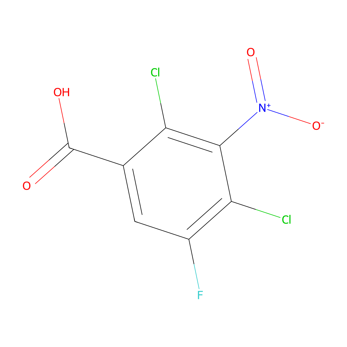 2,4-Dichloro-5-fluoro-3-nitrobenzoic acid molecular structure, CAS 106809-14-7