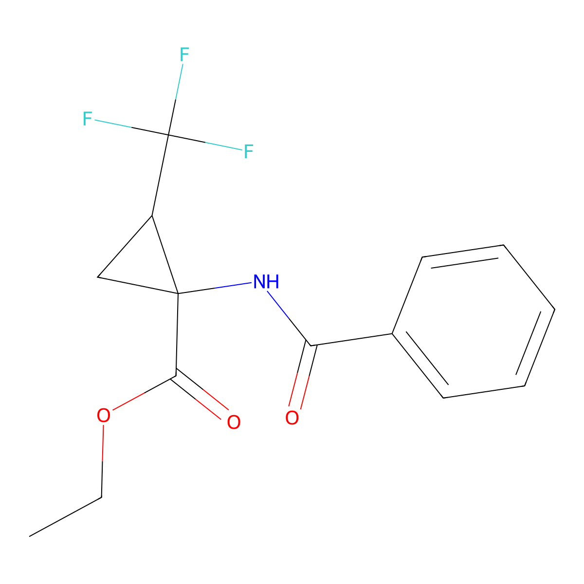 Ethyl (1S,2R)-1-benzamido-2-(trifluoromethyl)cyclopropanecarboxylate molecular structure, CAS 1068146-77-9