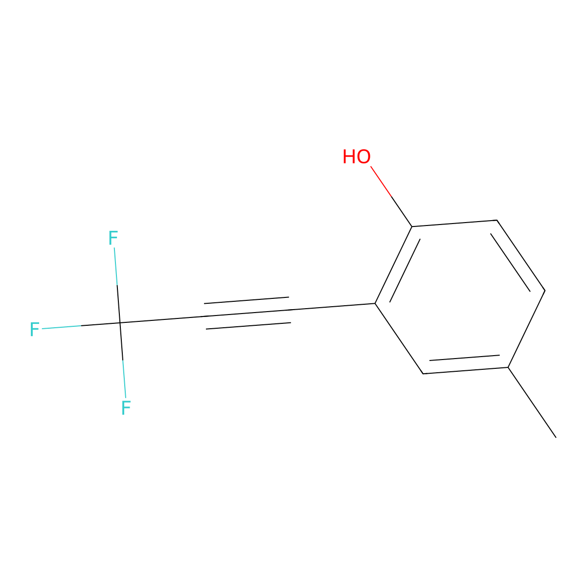 4-Methyl-2-(trifluoroprop-1-YN-1-YL)phenol molecular structure, CAS 1068151-47-2
