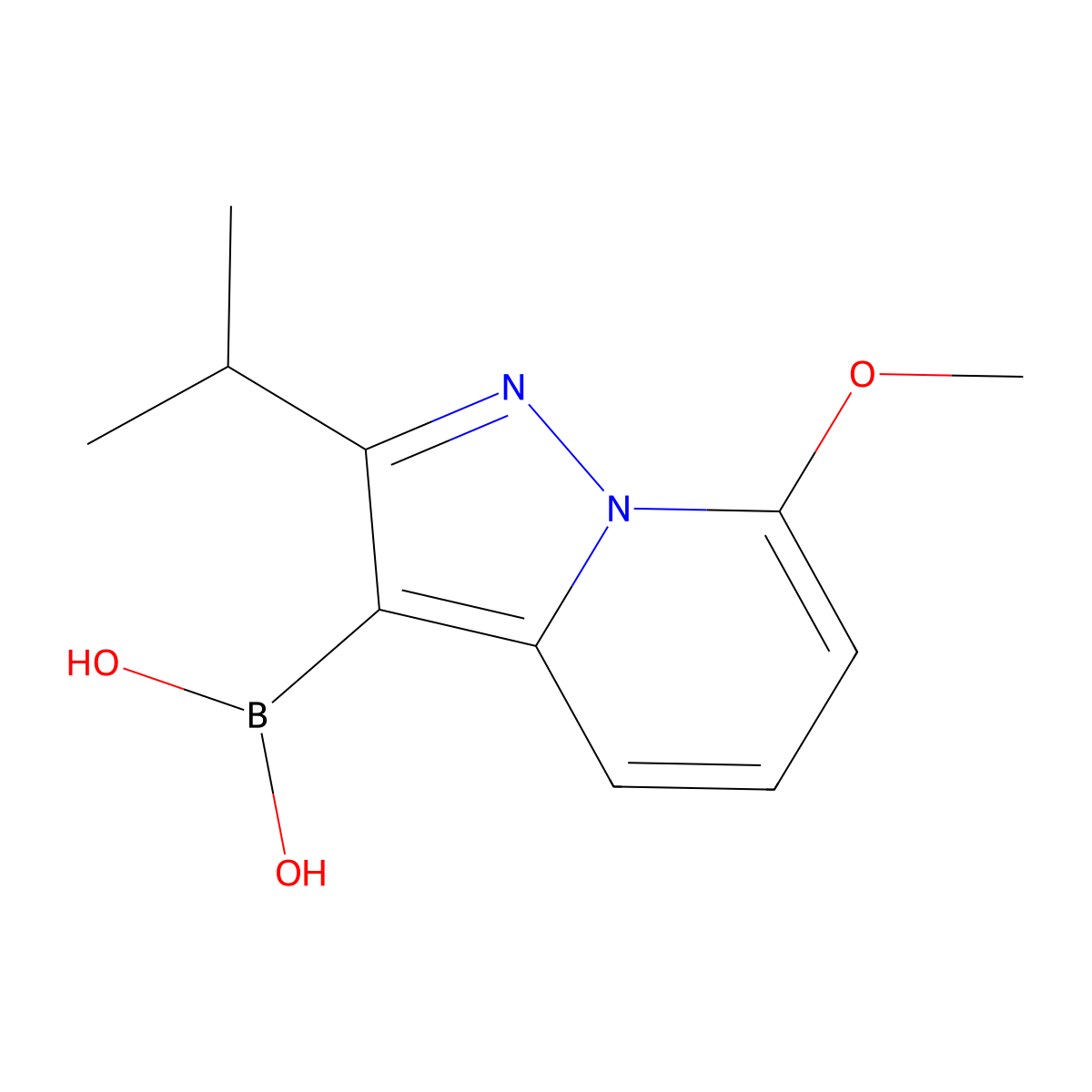 (2-Isopropyl-7-methoxypyrazolo[1,5-a]pyridin-3-yl)boronic acid molecular structure, CAS 1068160-64-4