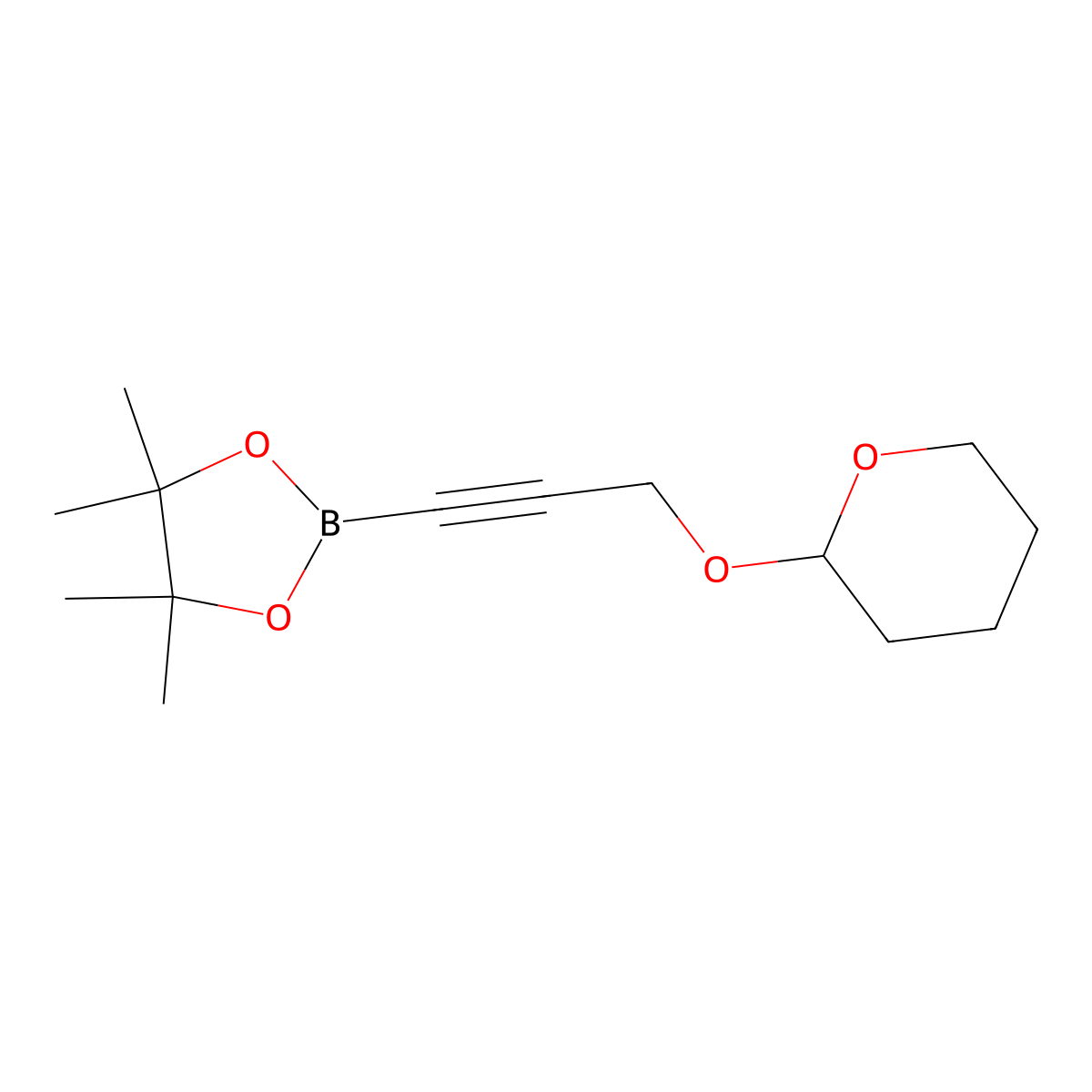 4,4,5,5-Tetramethyl-2-[3-(oxan-2-yloxy)prop-1-yn-1-yl]-1,3,2-dioxaborolane molecular structure, CAS 1068163-32-5