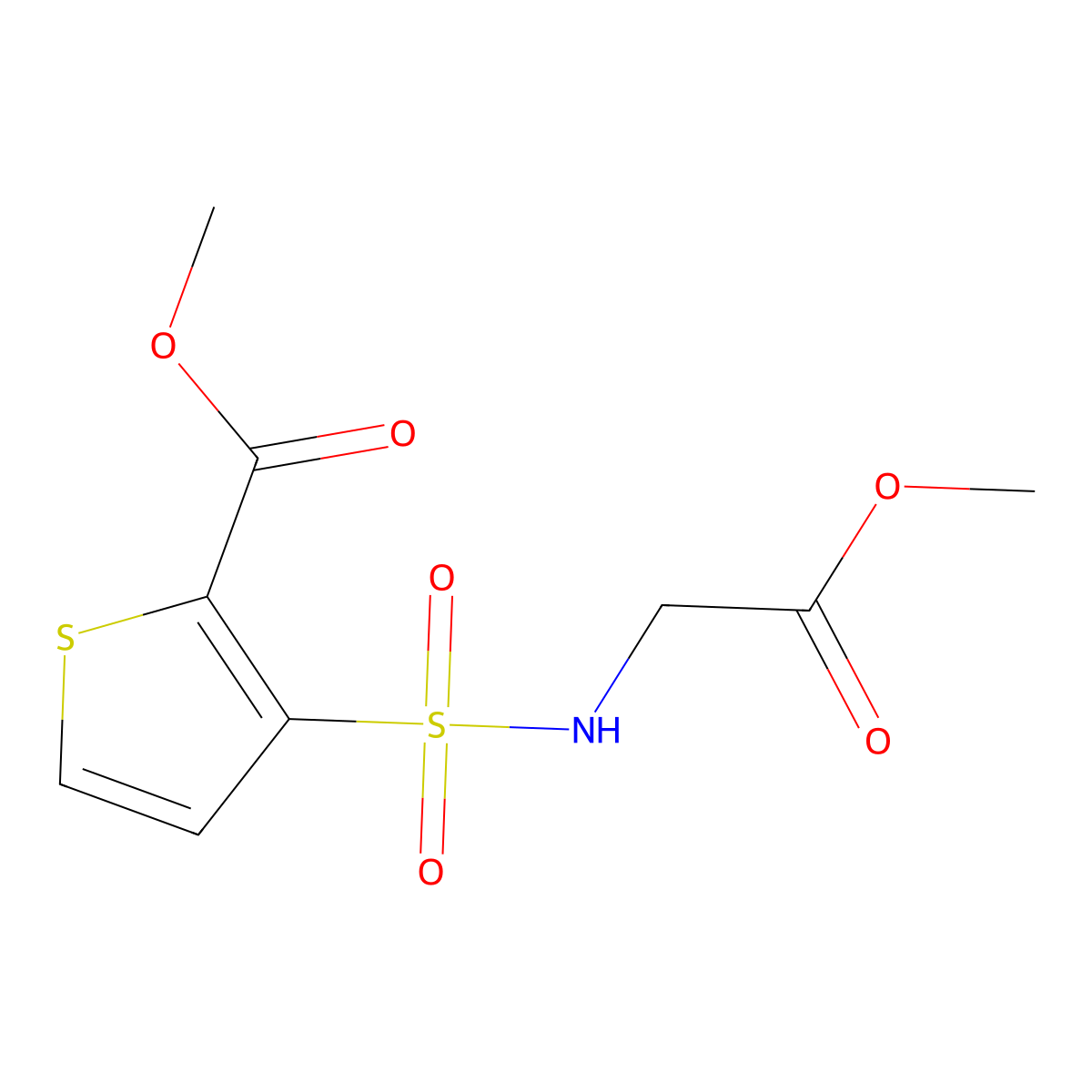 2-Thiophenecarboxylic Acid, 3-(((2-Methoxy-2-Oxoethyl)Amino)Sulfonyl)-, Methyl Ester molecular structure, CAS 106820-63-7