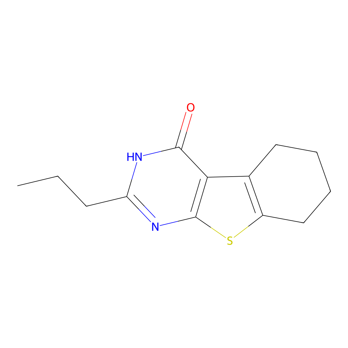 2-propyl-5,6,7,8-tetrahydro-3H-[1]benzothiolo[2,3-d]pyrimidin-4-one molecular structure, CAS 106831-17-8