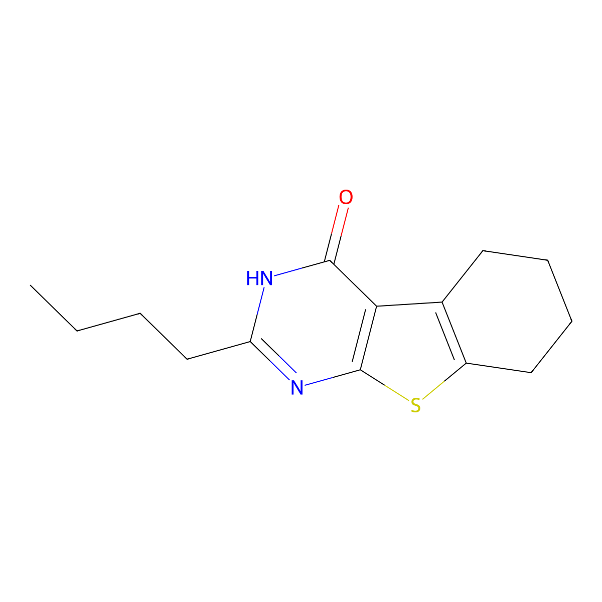 2-butyl-5,6,7,8-tetrahydro-[1]Benzothieno[2,3-d]pyrimidin-4(1H)-one molecular structure, CAS 106831-18-9