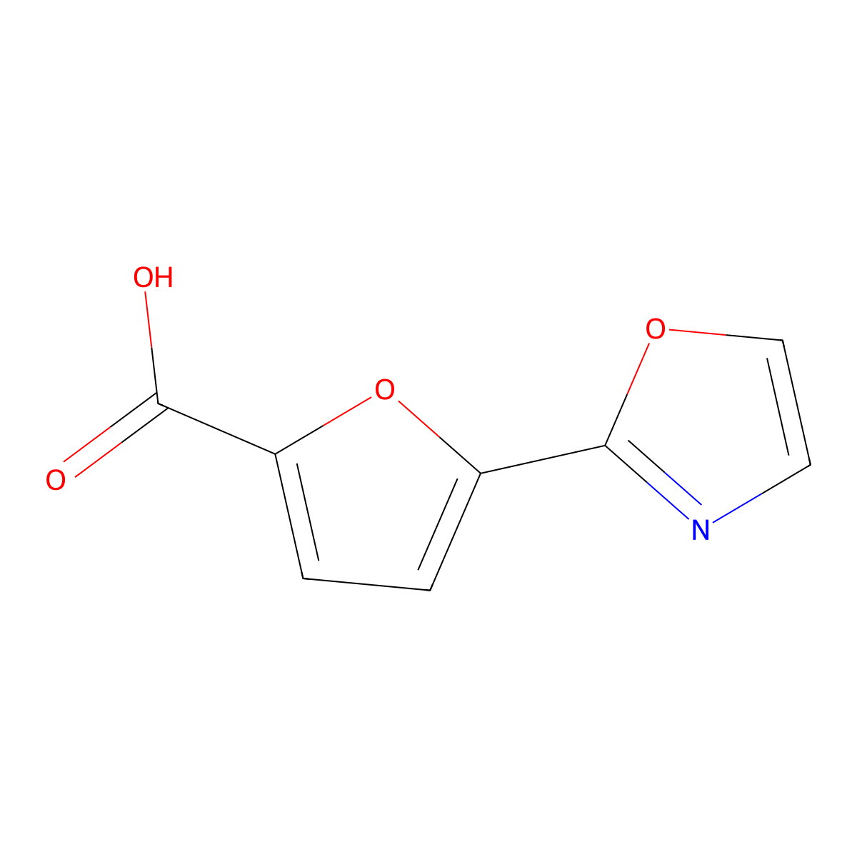5-(2-Oxazolyl)-2-furancarboxylic acid molecular structure, CAS 106833-81-2