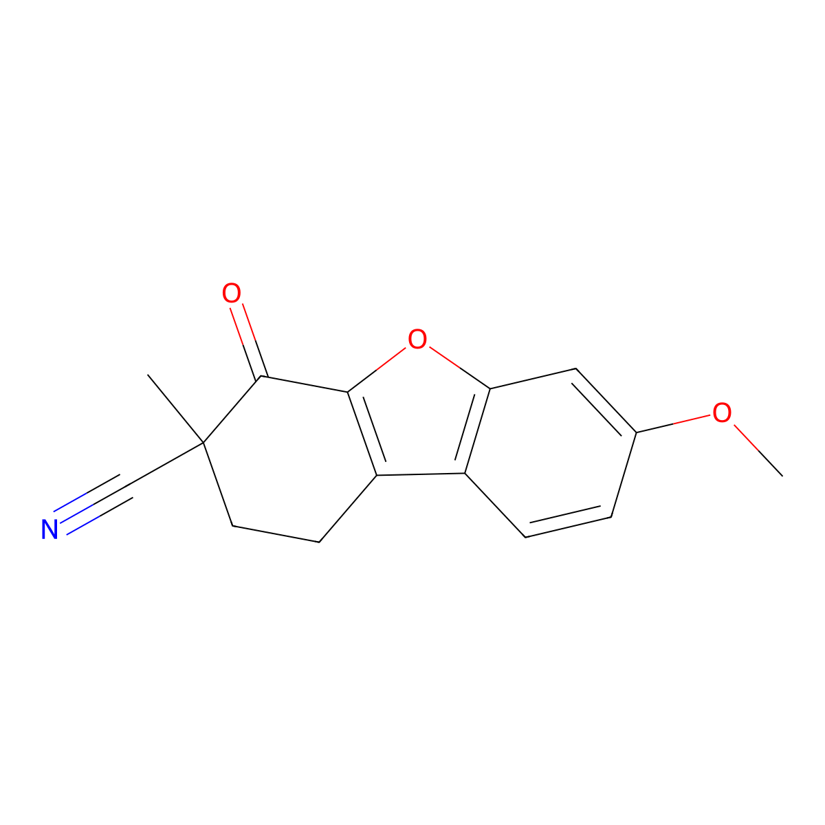 7-Methoxy-3-methyl-4-oxo-1,2,3,4-tetrahydrodibenzo[b,d]furan-3-carbonitrile molecular structure, CAS 106841-55-8