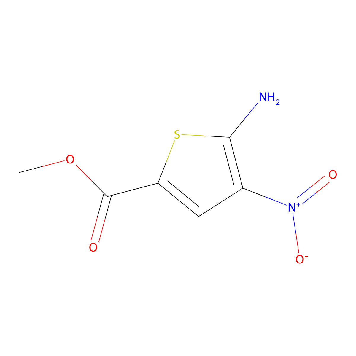 Methyl 5-amino-4-nitrothiophene-2-carboxylate molecular structure, CAS 106850-17-3