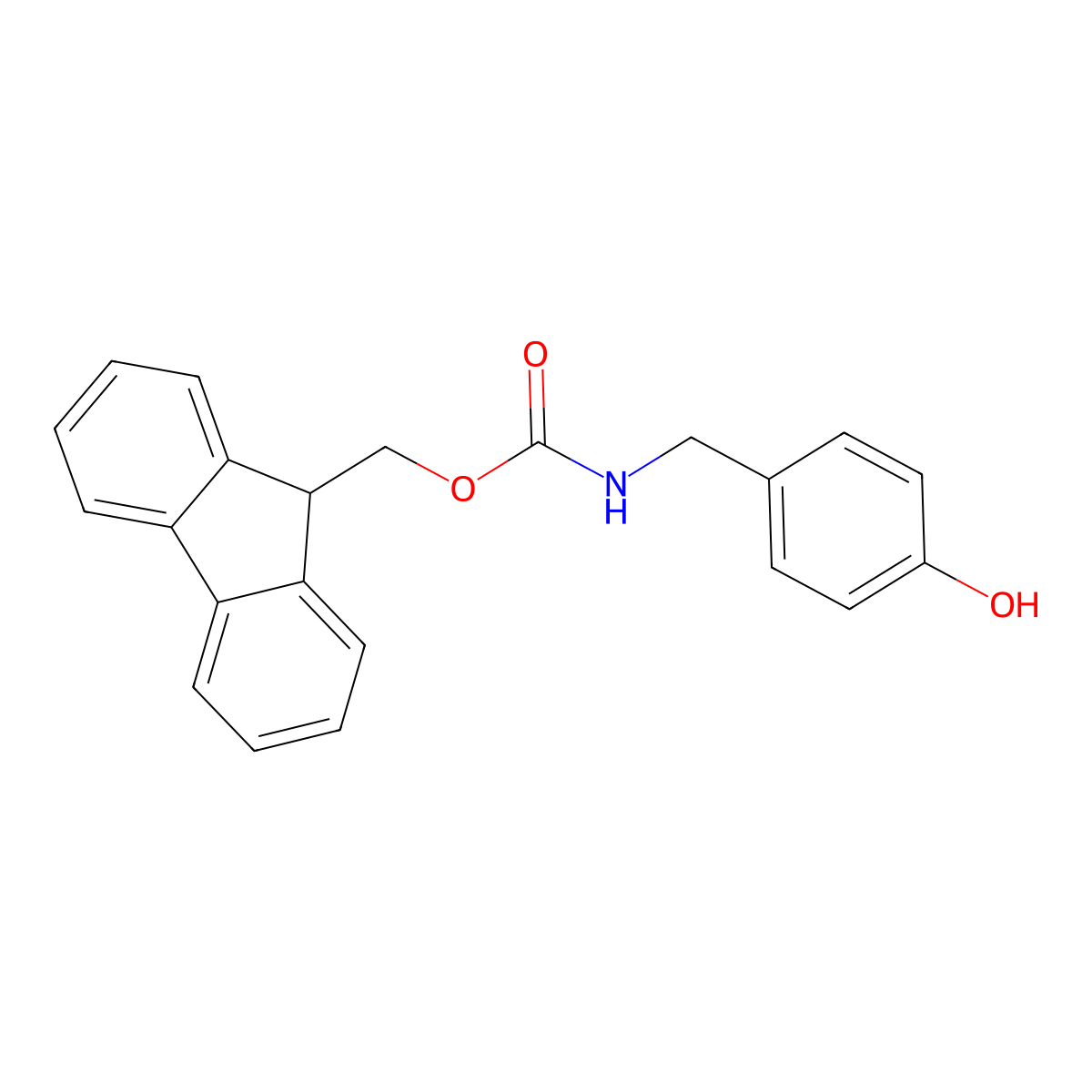 (9H-fluoren-9-yl)methyl 4-hydroxybenzylcarbamate molecular structure, CAS 106864-36-2