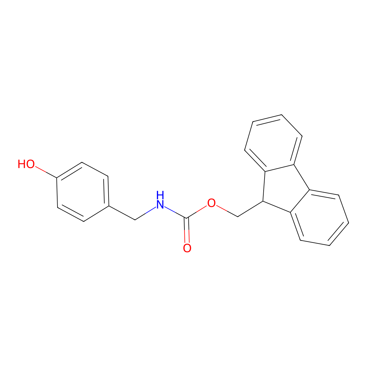 (9H-fluoren-9-yl)methyl 4-hydroxybenzylcarbamate molecular structure, CAS 106864-36-2