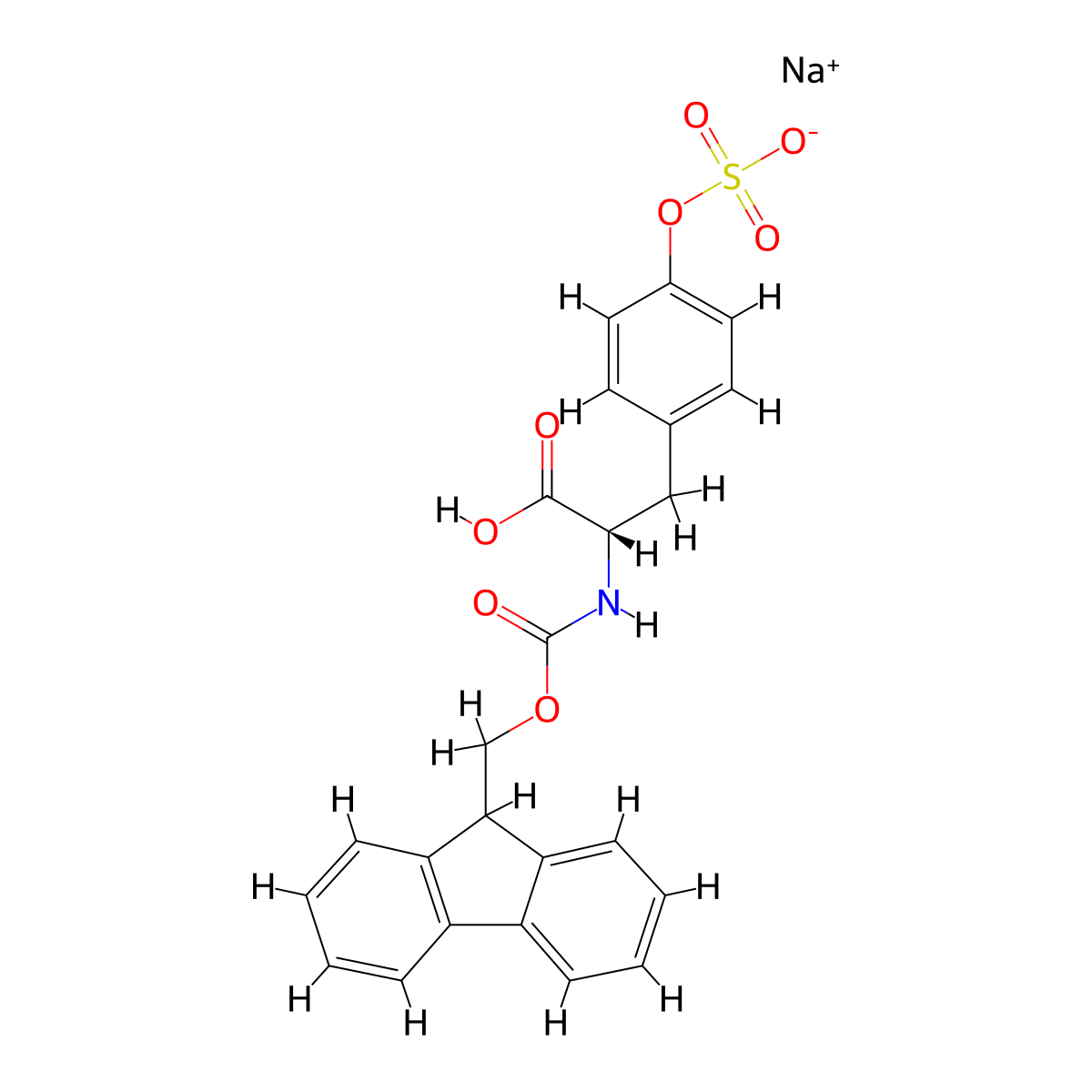fmoc-o-sulfo-l-tyrosine sodium salt molecular structure, CAS 106864-37-3